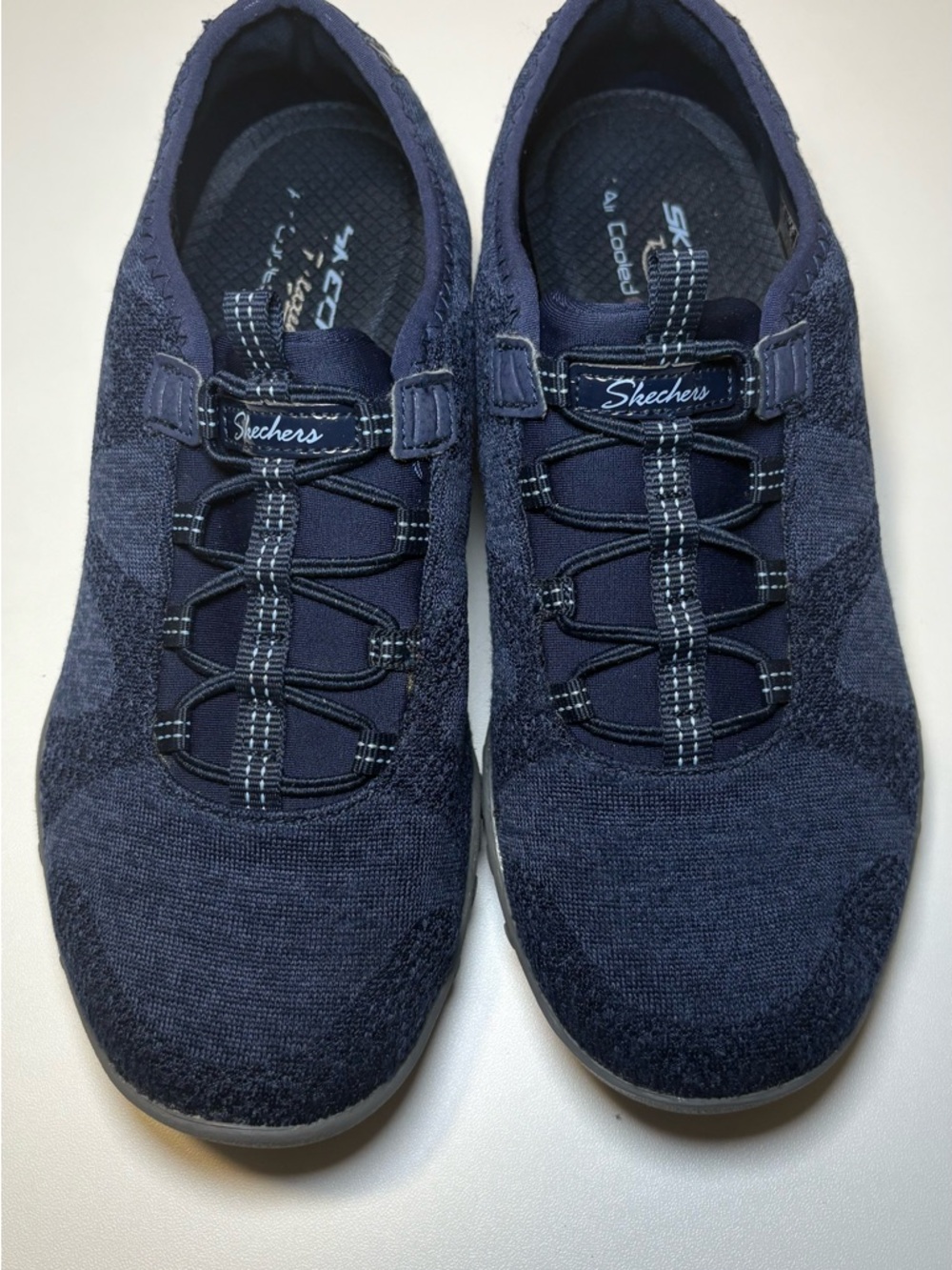 Skechers Navy Knit Slip-On Casual Sneakers